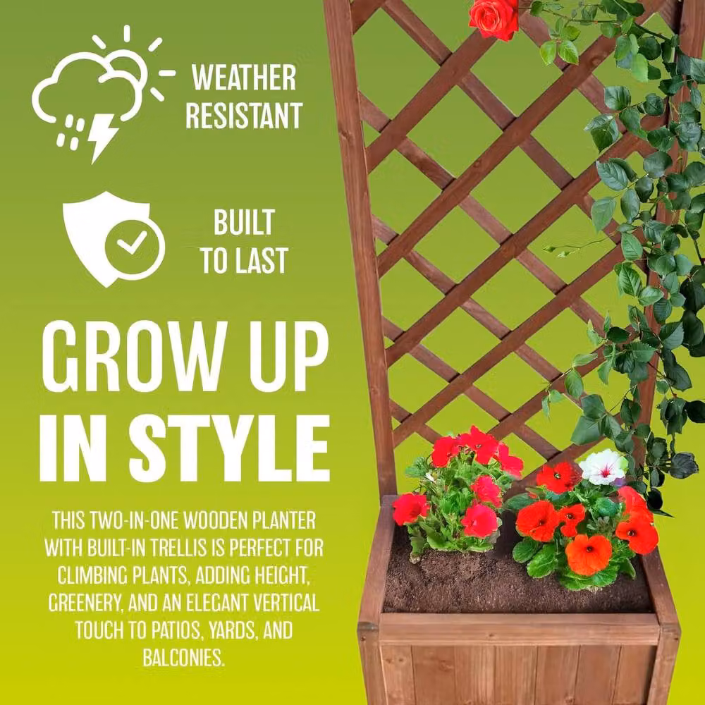 BARGAINS-GALORE Large Wooden Rectangular Garden Trough Planter in Brown, W/D/H: 120 x 45 x 45 cm – 3