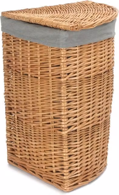 Red Hamper Wicker Basket with Grey Lining and Handles, Diameter: 33 cm