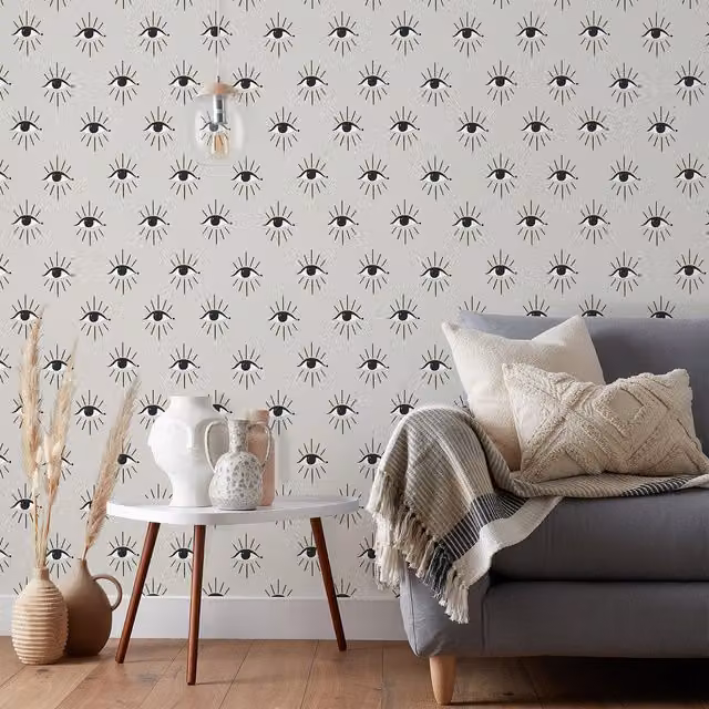 Furn Theia Abstract Foiled Printed Wallpaper in Grey and Gold – 1
