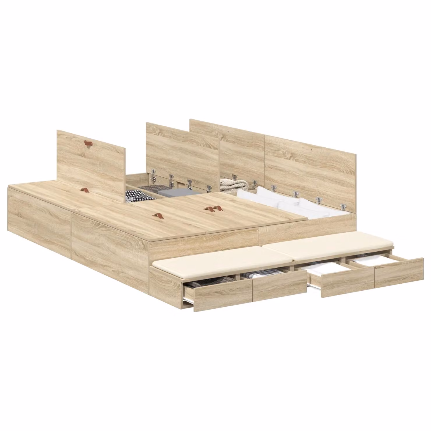 Berkfield Home Sonoma Oak Storage Bed Frame with Drawers, Brown, W/D/H: 236.5 x 150 x 31.5 cm – 2