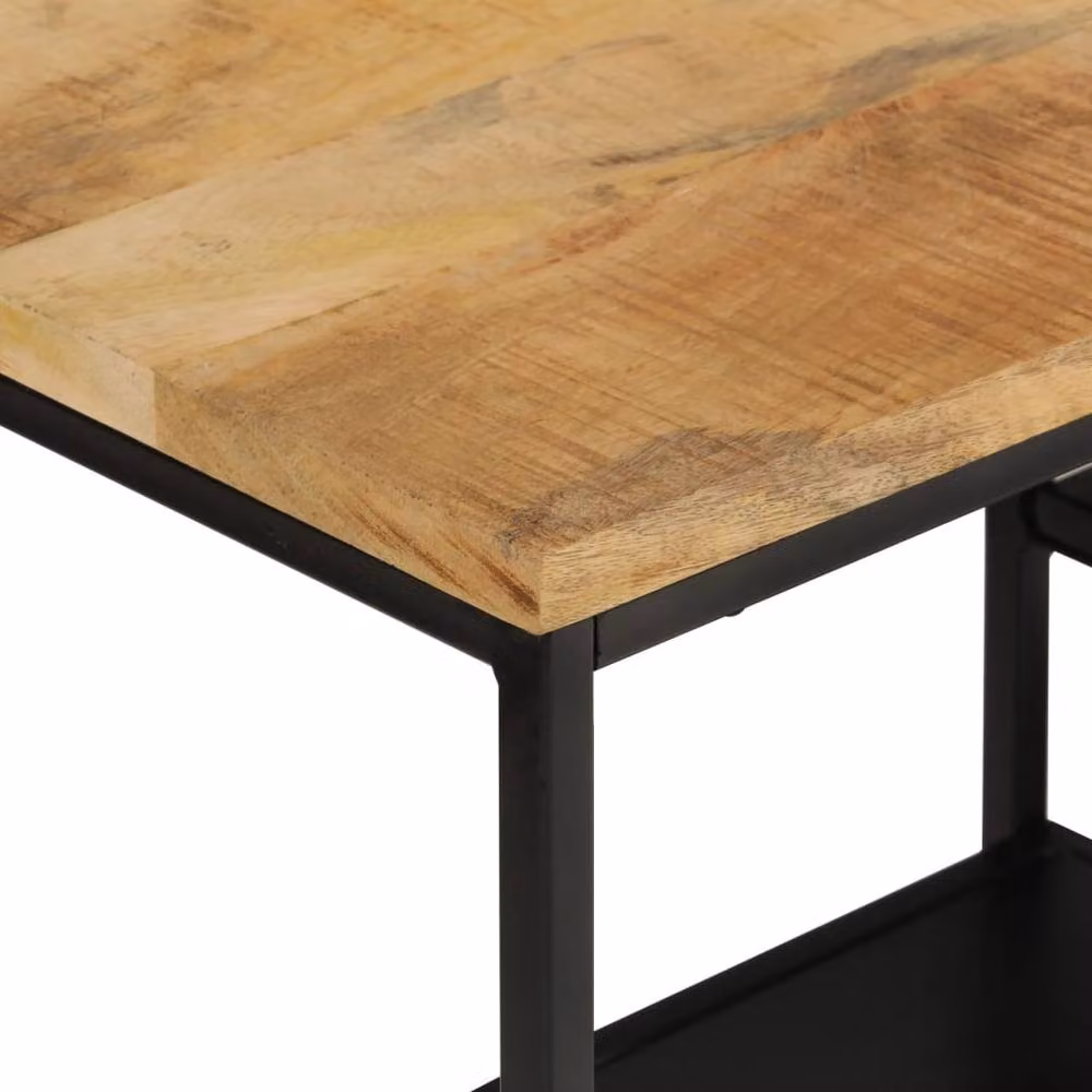 Berkfield Home Beautiful Console Table in Brown Solid Rough Mango Wood and Iron, W/D/H: 110 x 30 x 75 cm – 3