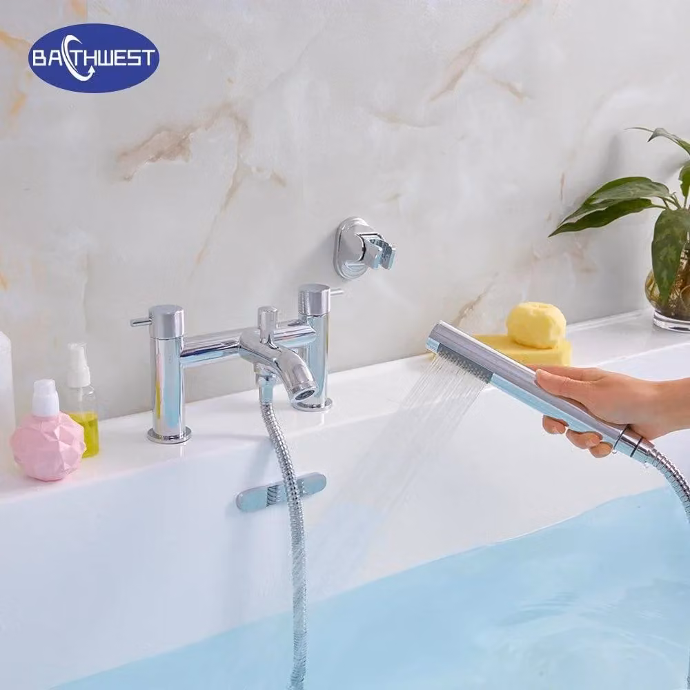 BATHWEST Round Bathroom Basin Tap with Shower in Metallic Silver Chrome
