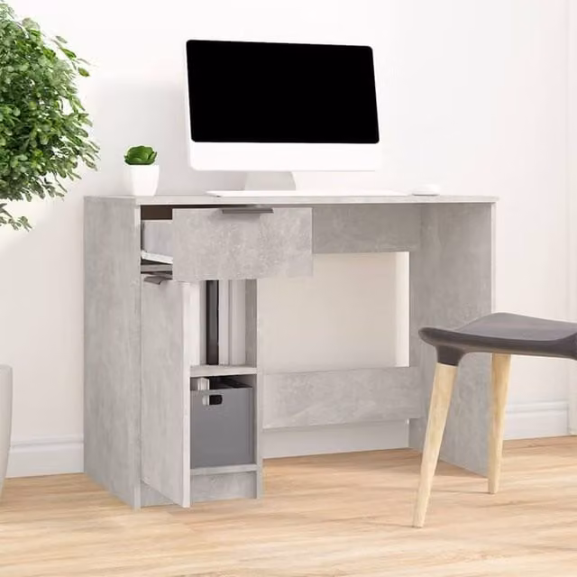 Berkfield Home Modern Writing Desk in Grey MDF, W/D/H: 100 x 50 x 75 cm – 1
