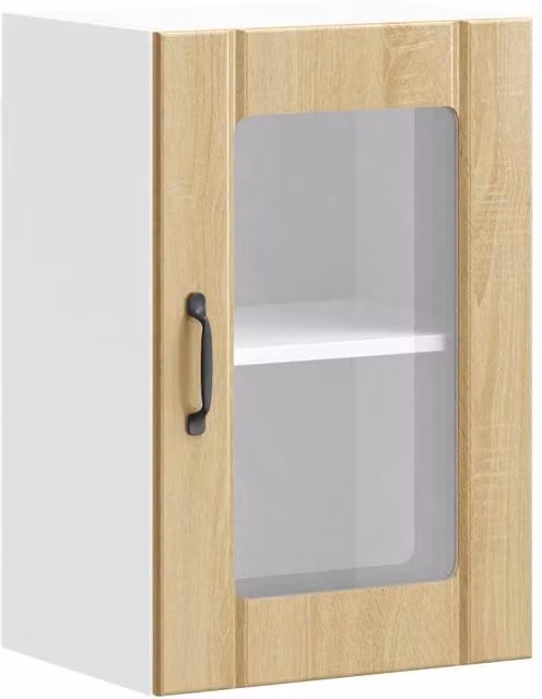 Berkfield Home Lucca Kitchen Wall Cabinet with Glass Doors in Sonoma Oak Brown