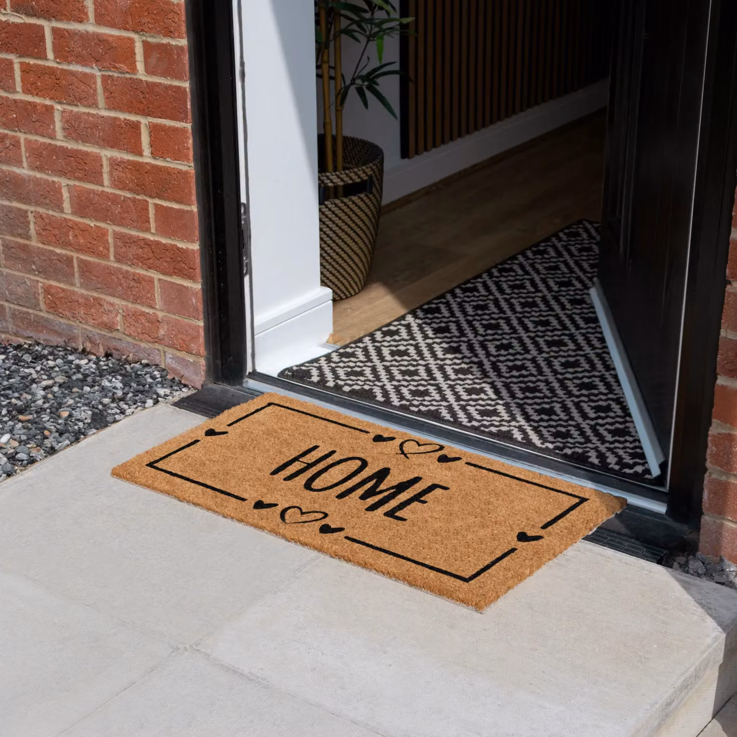 JVL Brown Coir and Rubber Non-Slip Weatherproof Doormat and Runner Set, W/D/H: 40 x 120 x 1.5 cm – 6