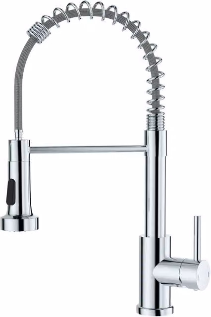 JANLEMNY Chrome Pull-Down Sprayer Kitchen Mixer Tap with 360 Swivel and 2 Spray Modes in Silver – 1