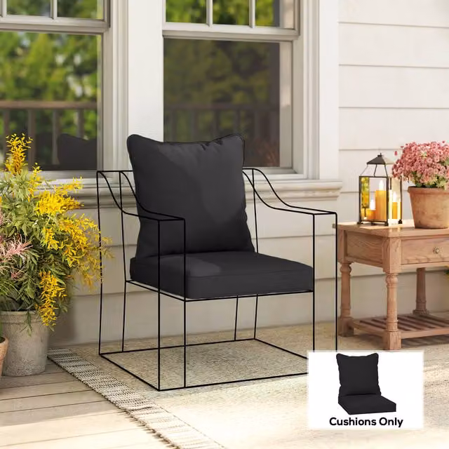 Outsunny Black Rectangular Back and Seat Replacement Cushion Pad for Outdoor Furniture