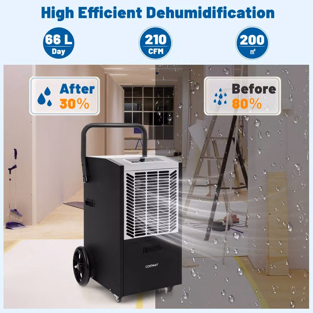 Costway Industrial Commercial Dehumidifier with 24H Timer, Black and Multicolour – 4