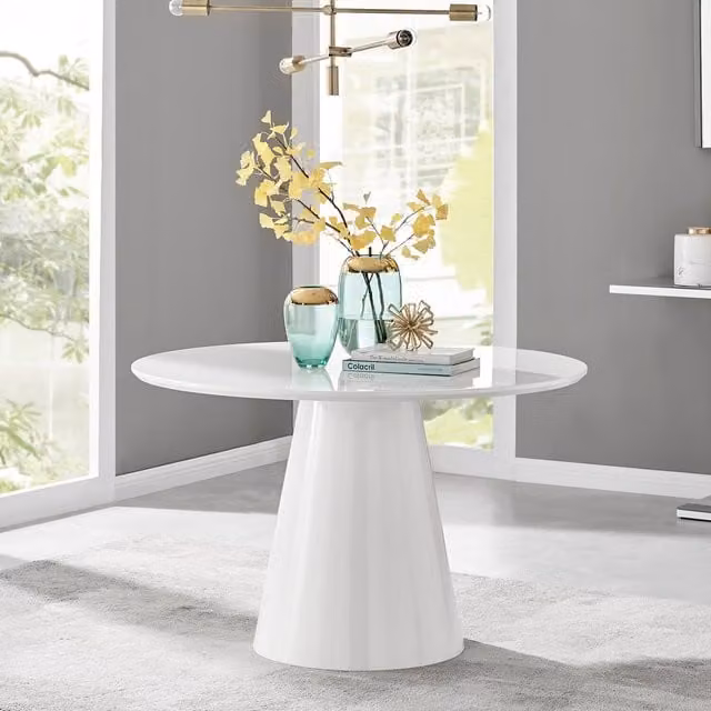 FurnitureboxUK Palma White High Gloss Round Modern Kitchen Dining Table