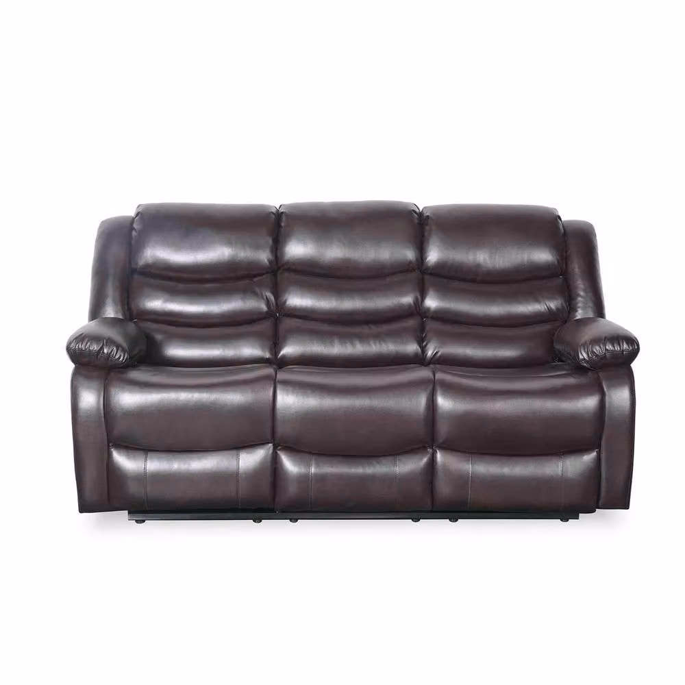 Furnishings For Less UK Cortland 3 Seater Manual Reclining Sofa in Brown Synthetic Leather – 2