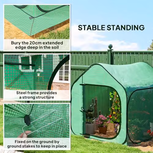 Outsunny Mini Pop Up Greenhouse in Green, W/D/H: 150 x 148 x 148 cm – 6