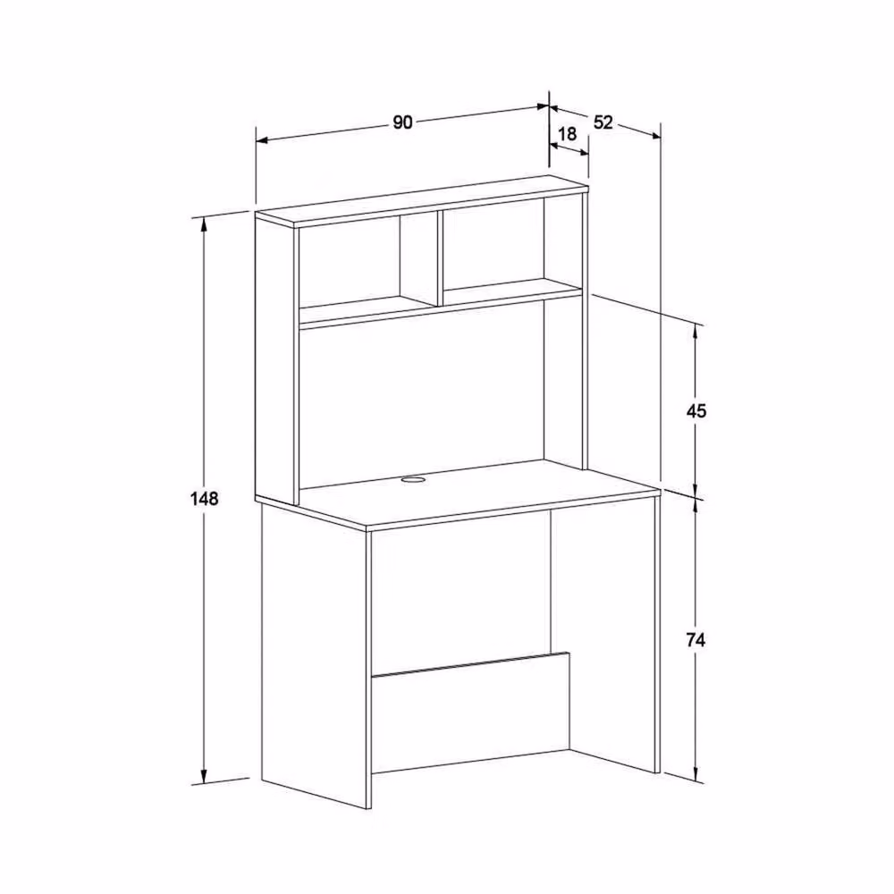 FORGEVIO Matt White Study Desk with Two Shelf Storage Hutch, W/D/H: 90 x 75 x 75 cm – 2