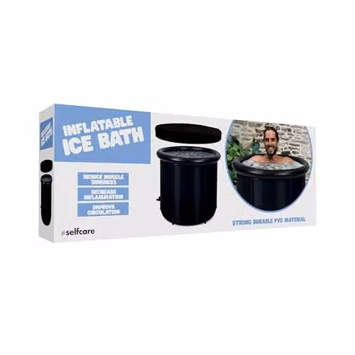 Menkind Inflatable PVC Ice Bath Cold Water Plunge Tub with Protective Lid, Pump and Outlet Tap, Multicolour/Black, 330 L Capacity – 3