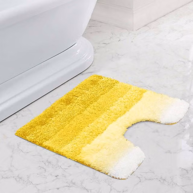 Velosso Super Stripe Anti Slip Microfibre Bath and Pedestal Mat in Yellow, Small