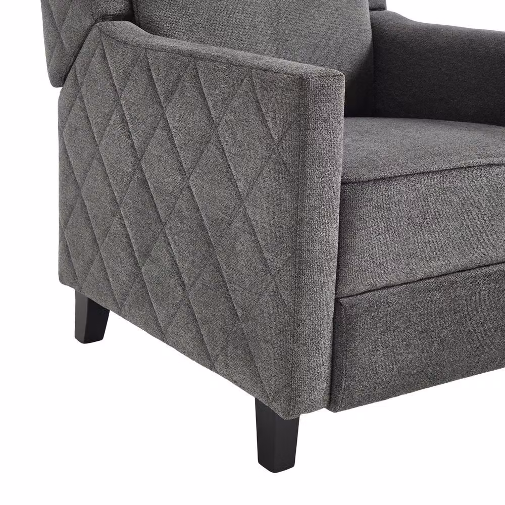 Living and Home Grey Velvet Single Recliner Sofa with Armrests – 3