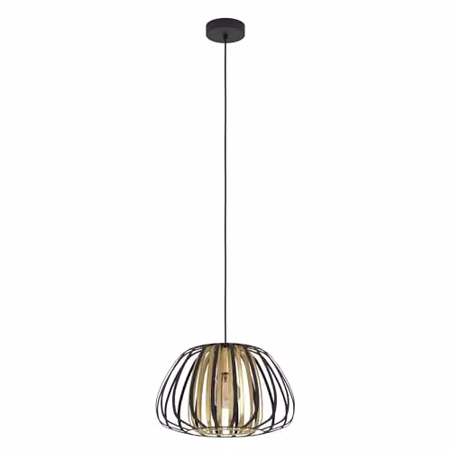 Eglo Encinitos Modern Round Suspended Pendant Light in Black and Gold/Brass – 1