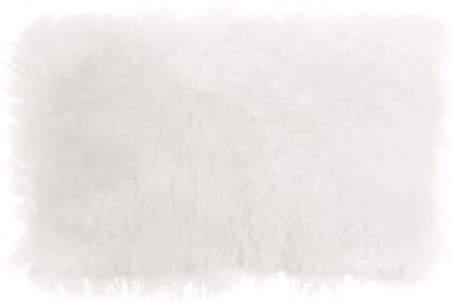 Orsina Bosie White Rectangular Lambskin and Fur Cushion
