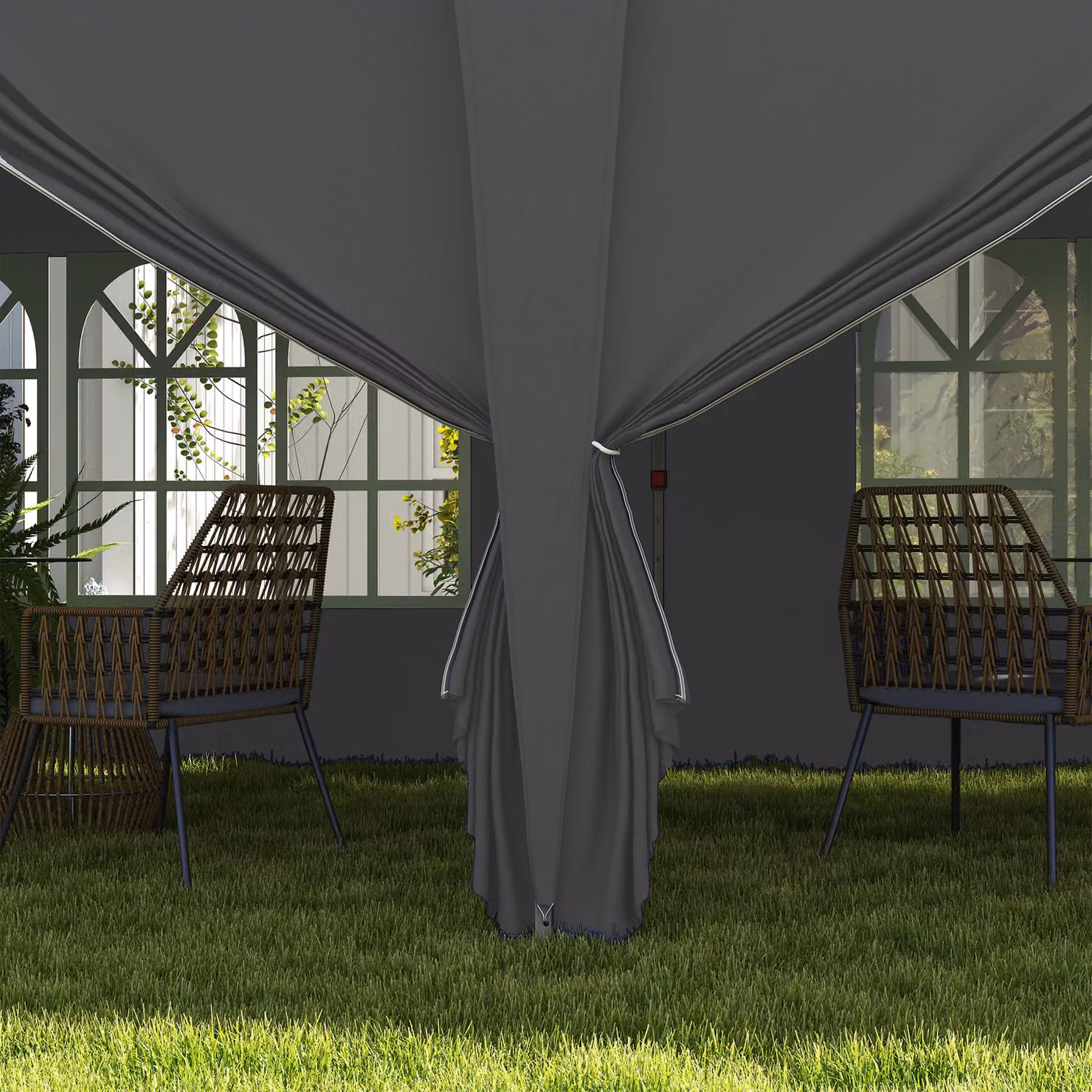 Outsunny Grey Metal Frame Pop Up Gazebo Canopy Tent with Sidewalls and Windows, W: 6 m, D: 3 m, H: 2.6 m – 8
