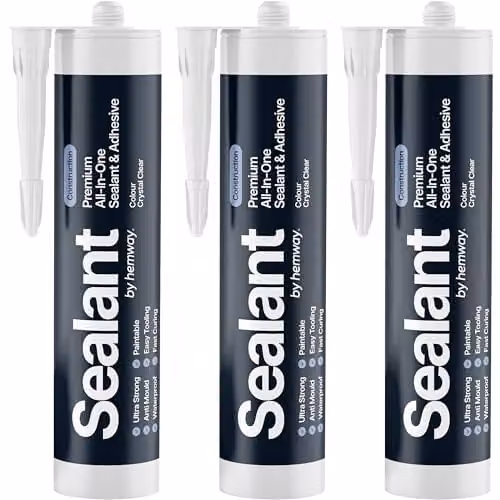Hemway Hybrid Polymer Construction Sealant and Adhesive, Transparent, 3 x 300 ml