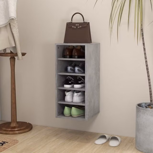 Berkfield Home Modern Shoe Cabinet in Concrete Grey, W/D/H: 31.5 x 35 x 70 cm – 1