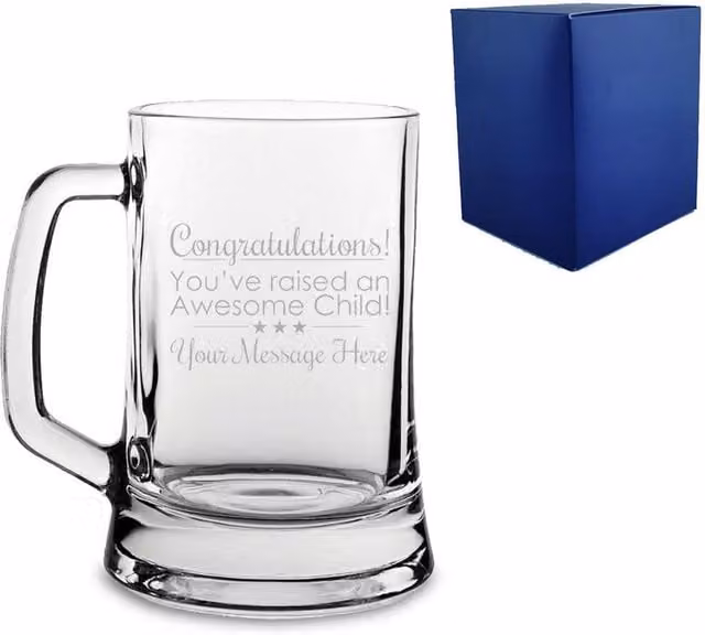 Uniqueful Personalised Congratulations You Raised an Awesome Child Beer Mug in Clear