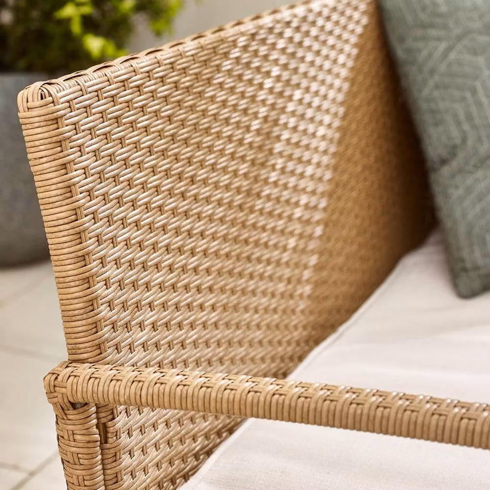 FurnitureboxUK Porto Grey PE Rattan 4-Seat Outdoor Garden Set with 2-Seater Sofa, 2 Armchairs, Coffee Table and Beige Upholstered Cushions – 2