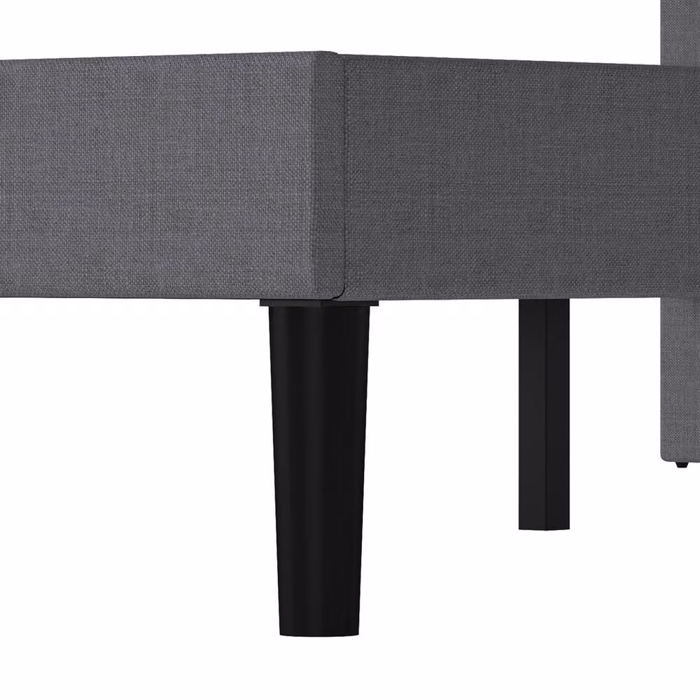 Levede Upholstered Small Double Bed Frame in Grey Fabric with Geometric Headboard, W/D/H: 120 x 190 cm – 10