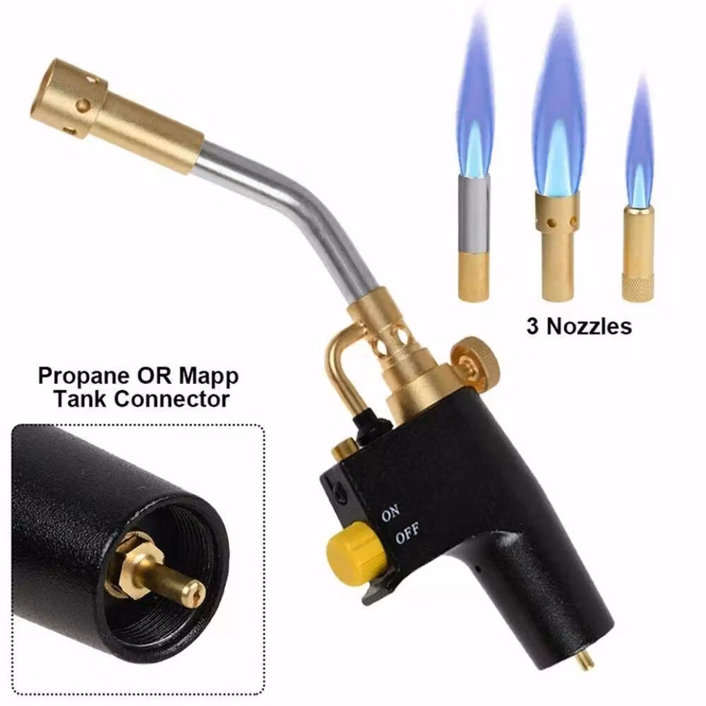 Nordara Gold Propane Mapp Gas Blow Torch for Welding, Soldering and Brazing with 3 Tips – 3