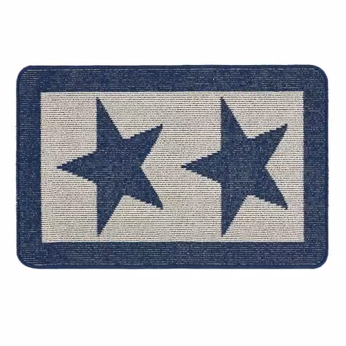 My Mat Navy Blue Star Non-Slip Rectangular Door Mat, W: 50 cm, D: 75 cm