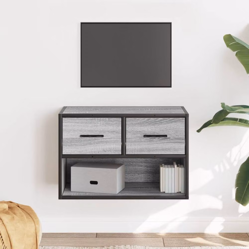 Berkfield Home Grey Sonoma TV Cabinet in Engineered Wood and Metal, W/D/H: 60 x 31 x 39.5 cm – 2