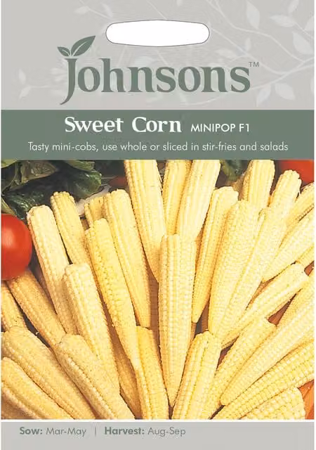 Johnsons Minipop F1 Yellow Sweet Corn Vegetable Seeds