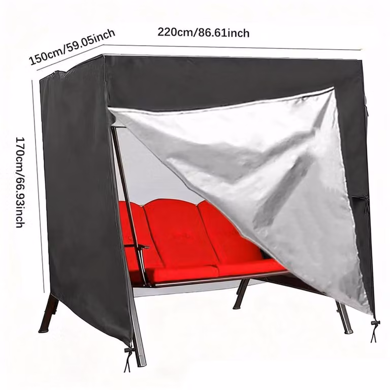 Nordara 600D Oxford Waterproof 3 Seater Garden Swing Cover, Black, W: 220 cm, D: 170 cm