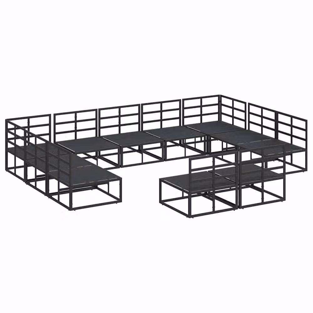 Berkfield Home 11 Piece U-Shape Garden Sofa Set with Textilene Cushions and Scatter Pillows in Black Powder Coated Aluminium – 5