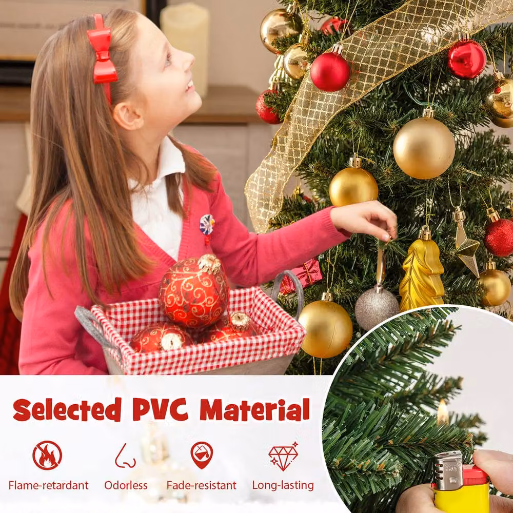 Costway 5 FT Pre-lit Artificial Christmas Tree with 296 Branch Tips in Green – 6