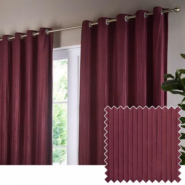 Make It A Home Corinthian Velvet Room Darkening Eyelet Curtains, Merlot, W: 137 cm, H: 229 cm