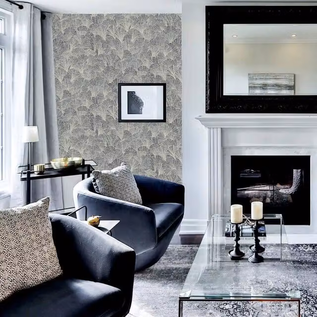 Arthouse Ginkgo Wallpaper in Grey and Silver – 2