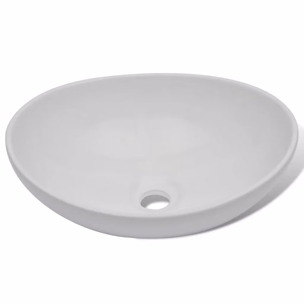 Berkfield Home White Ceramic Oval Bathroom Basin with Mixer Tap – 2