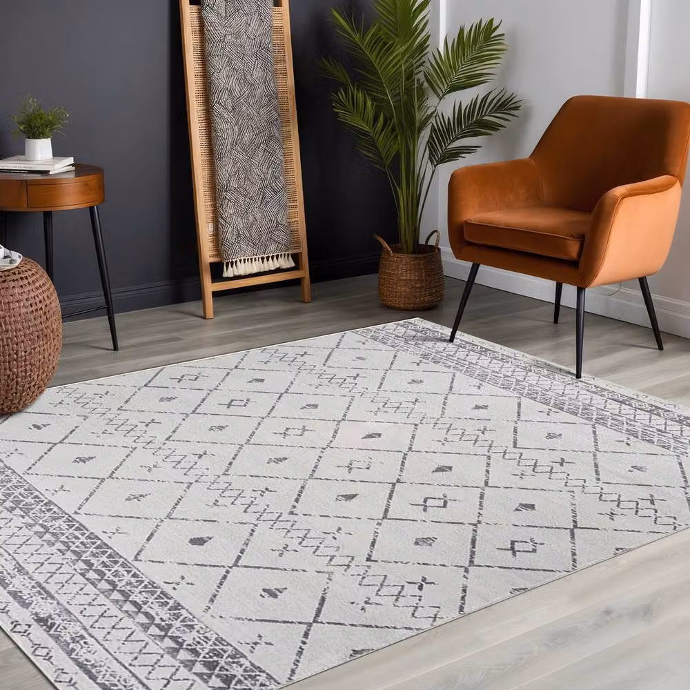 Livabliss Roma Modern Abstract Rug in White and Grey, W: 80 cm, L: 150 cm – 3