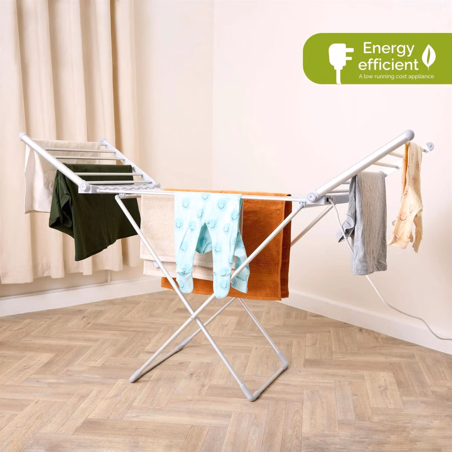 Rediffusion Silver Winged Heated Clothes Airer with Aluminium Cover – 2