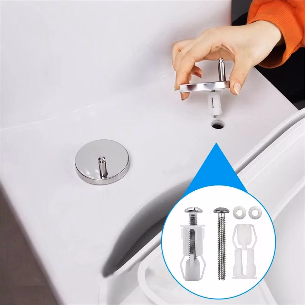Nordara 2-Piece White Plastic Top Fix Toilet Seat Hinge Replacement Mounting Set – 3