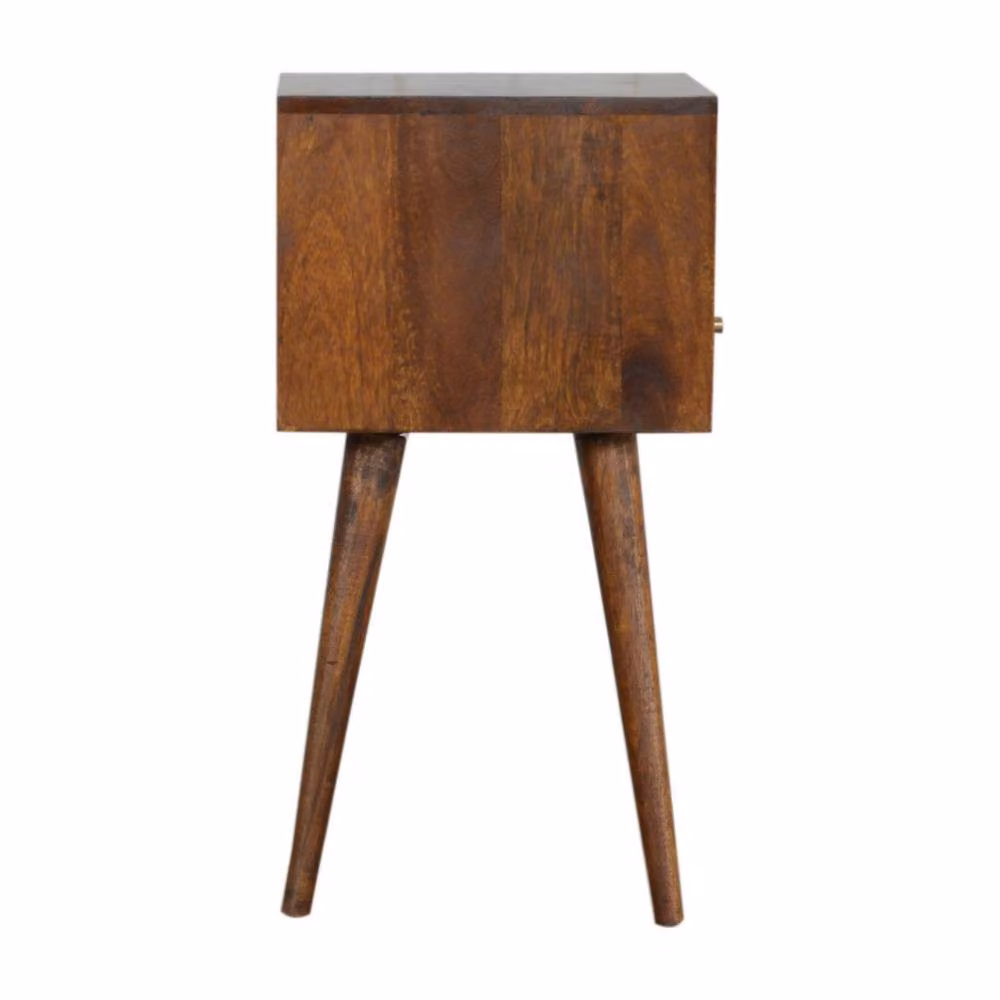 Direct Wicker Mini Chestnut Bedside Table in Dark Brown with 1 Drawer and Open Shelf – 5