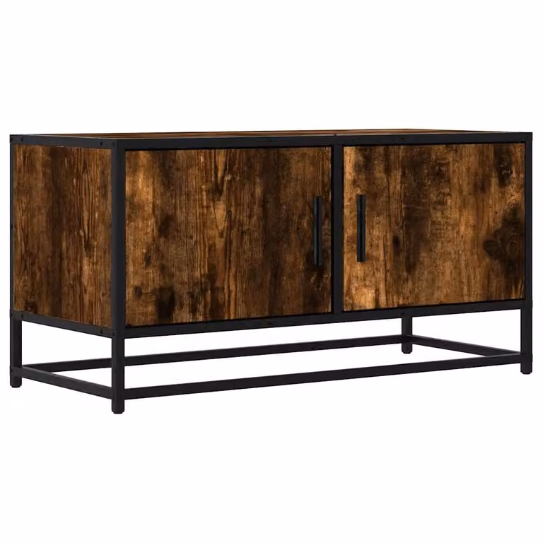 Berkfield Home Industrial TV Cabinet in Smoked Oak and Brown, W/D/H: 80 x 40 x 34.5 cm
