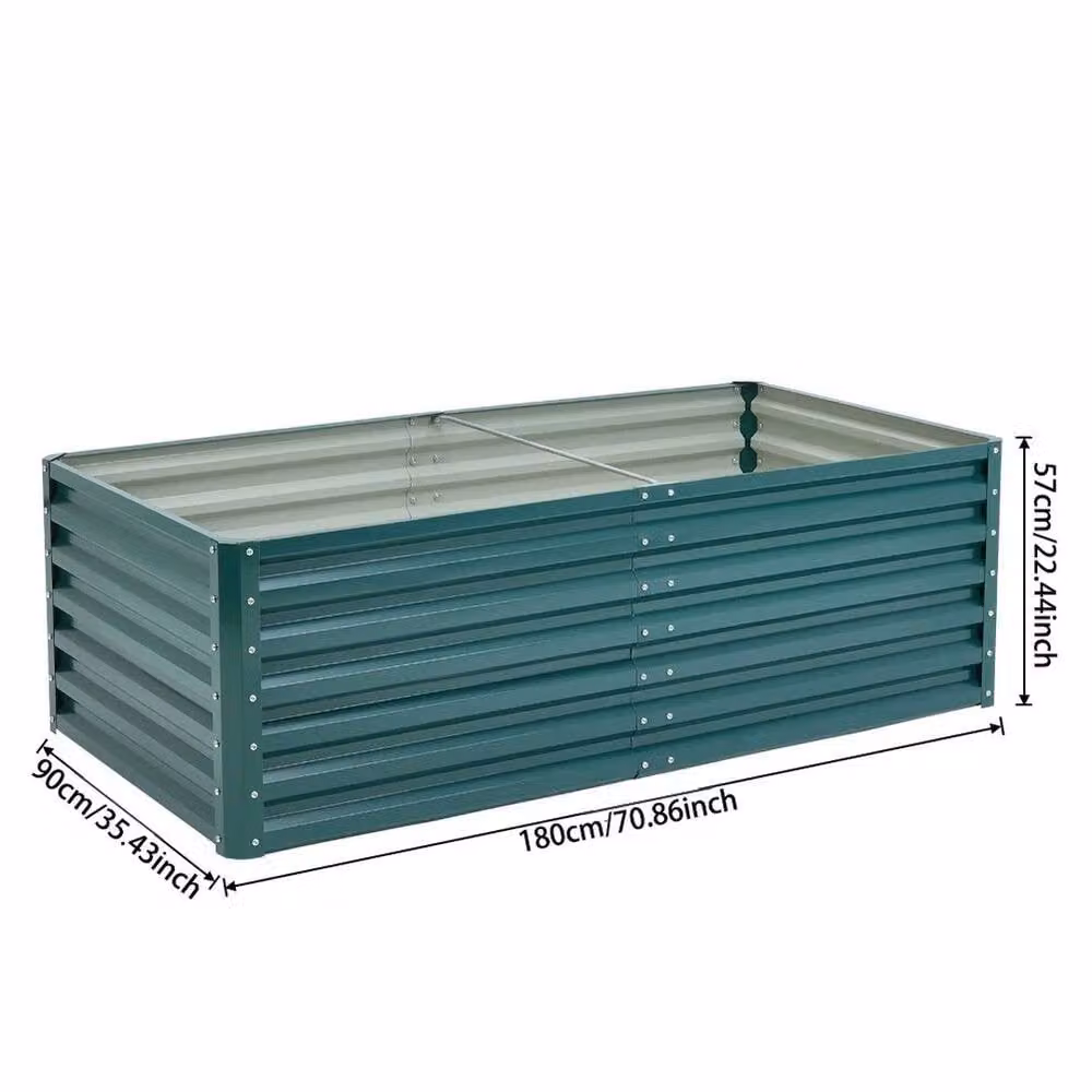 Kelvenix Steel Raised Garden Bed Planter Box in Green, W/D/H: 177.8 x 90.0 x 57.0 cm – 2