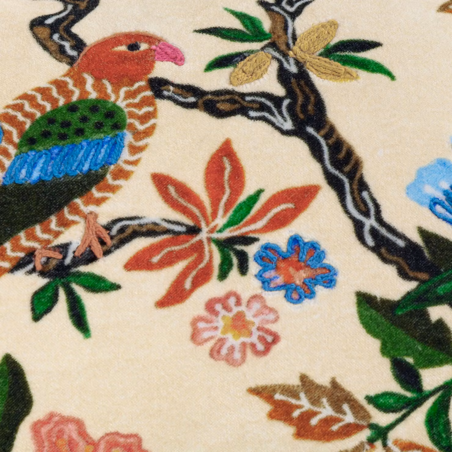 Wylder Tropics Sittacula Embroidered Multicolour Rectangular Cushion, W/H: 50 x 30 cm – 3