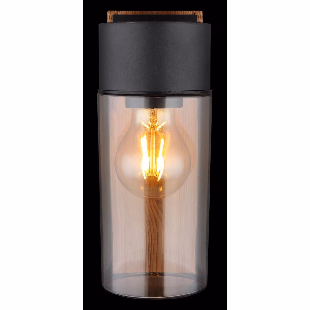 Globo Lighting Etsi Outdoor Wall Lantern in Brown and Black with Stainless Steel and Wood Effect Finish, IP44, E27 – 5