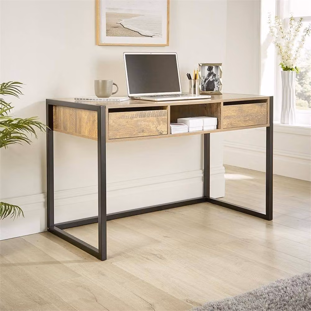 SPETLEK Industrial Computer Desk and Laptop Workstation in Light Oak – 4