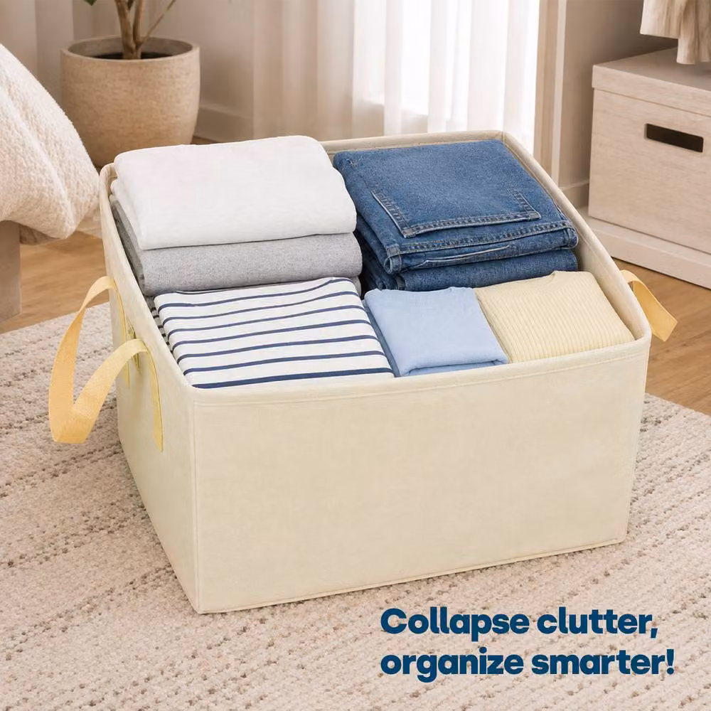 LIVIVO Collapsible Laundry Storage Bag with Handles, 2 Pack, Beige – 2