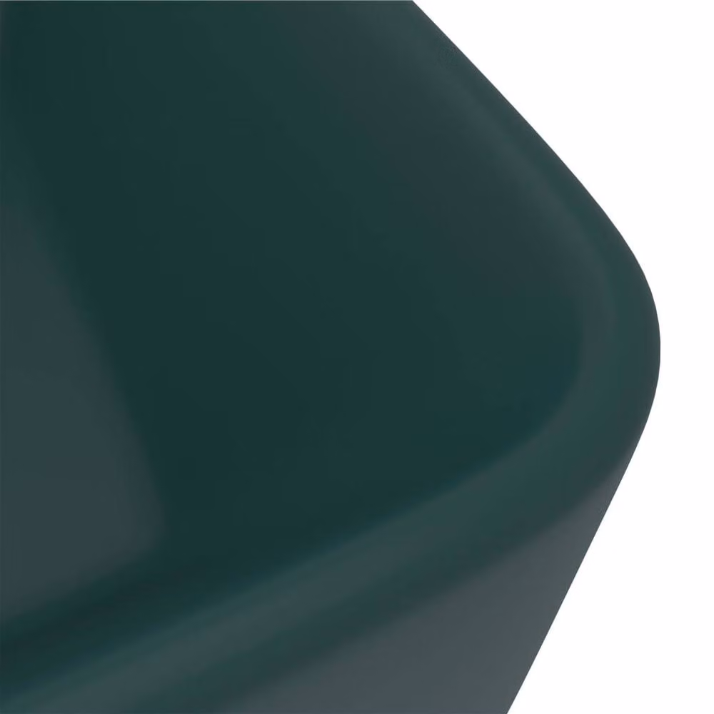 Berkfield Home Luxury Ceramic Rectangular Countertop Wash Basin in Matt Dark Green, W/D/H: 41 x 30 x 12 cm – 4
