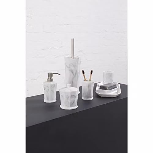 Orsina Riviera Marble Effect Soap Dish in Grey and White – 2