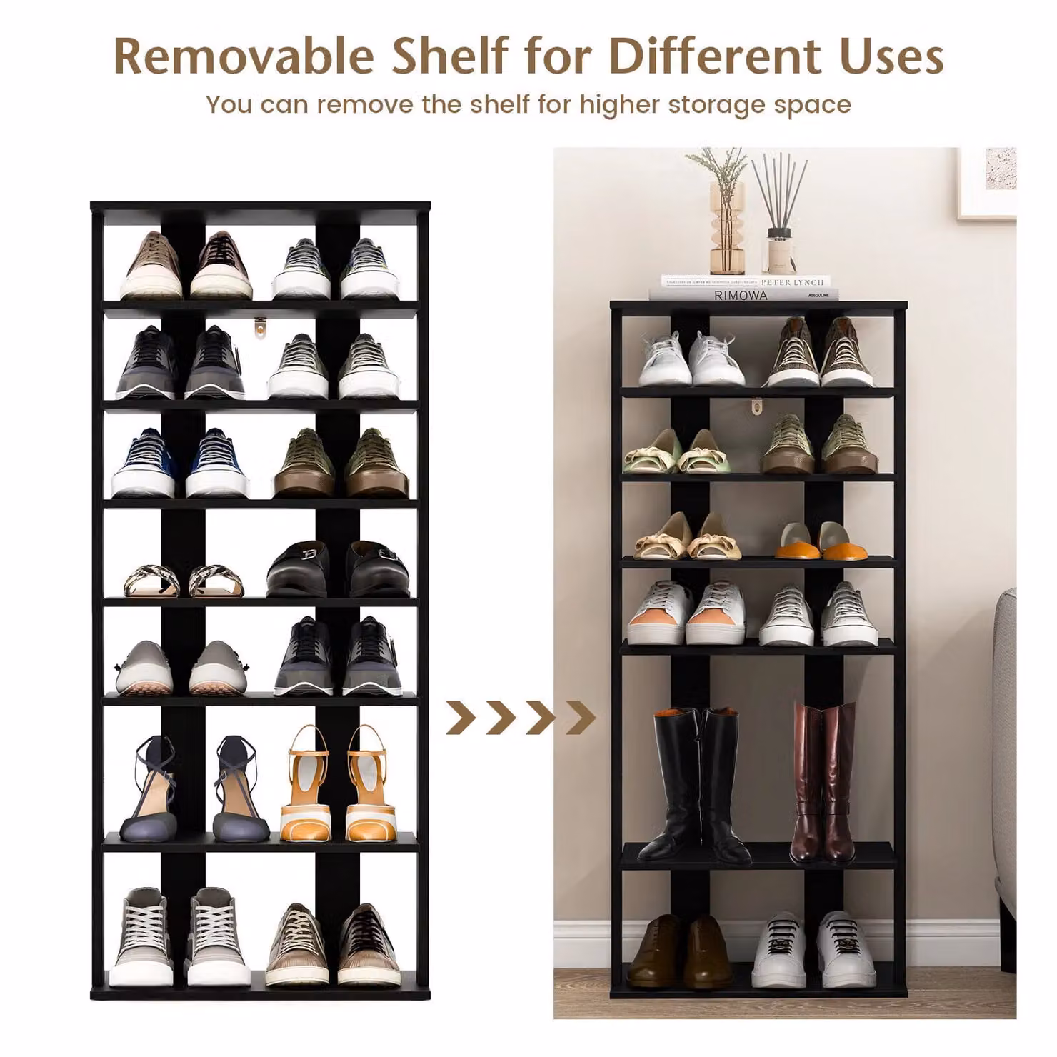 Costway 7 Tier Tall Shoe Rack Organizer in Black – 4